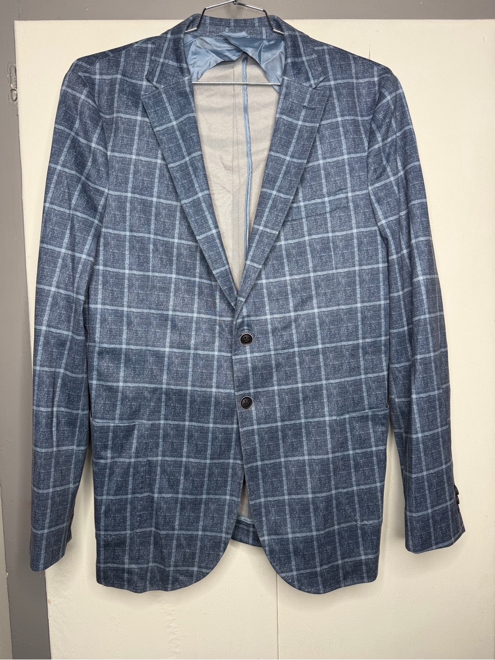 Johnnie-O Men's Blue Windowpane Blazer Two-Button Sport Coat Size 44L